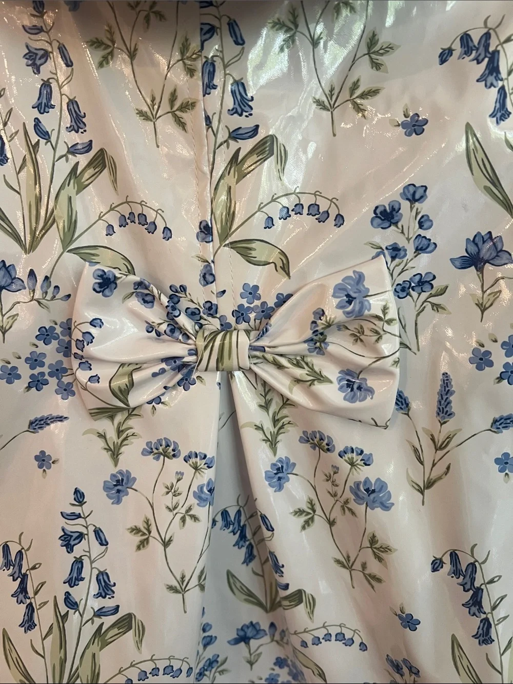 Little Me White Floral Hooded Raincoat with Blue Blossoms